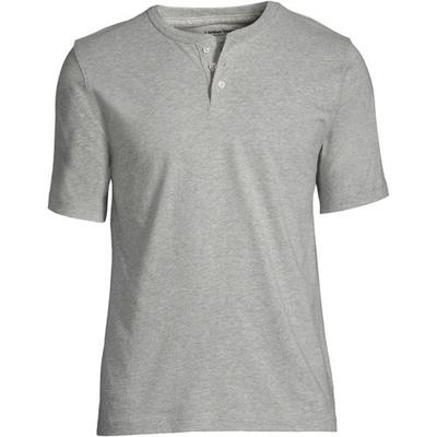 Super-T Henley Short Sleeve T-shirt, Men, size: 46-48, regular, Grey, Cotton, by Lands' End