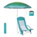 Beach Chair, Beach Chairs for Adults, w/Cooler&Umbrella, Compact High Back, Cup Holder & Carry Bag & Heavy Duty