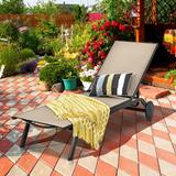 Costway Outdoor Patio Lounge Chair Chaise Reclining Aluminum Fabric