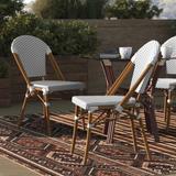 2 Pack All-Weather Commercial Paris Chairs with Bamboo Print Frame