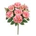 Set of 2 Rose Pink Cabbage Rose Flower Stem Bush Bouquet 18in - 18" L x 11" W x 11" DP