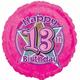 18 Inch Pink Happy 13Th Birthday Foil Helium Balloon