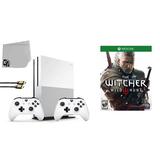 Microsoft Xbox One S 500GB Gaming Console White 2Controller Included with The Witcher 3- Wild Hunt BOLT AXTION Bundle Like New