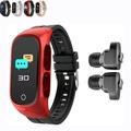 Heart Rate Monitor Blood Pressure Fitness Activity Tracker with Wireless Earphones Bluetooth 5.0 Headset Waterproof Smart Watch with Health Monitor Smartwatch for Android iOS Phones