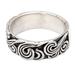 Enchanting Swirls,'Sterling Silver Band Ring with Swirl Motif Crafted in Bali'