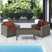 Wade Logan® Avalisse 3-Piece Outdoor Conversation Set w/ Club Chairs & Coffee Table in Summer Fog Wicker Synthetic Wicker/Wood/All | Wayfair