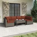 Wade Logan® Avalisse 7-Piece Outdoor Conversation Set w/ Coffee Table in Summer Fog Wicker Synthetic Wicker/Wood/All - Weather Wicker/Wicker/Rattan | Wayfair