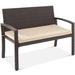 Red Barrel Studio® Khoa Wicker Garden Bench All - Weather Wicker/Wicker/Rattan in Brown | 34 H x 47 W x 26 D in | Outdoor Furniture | Wayfair