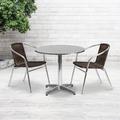 Flash Furniture Lila Round 3 Piece Bistro Set Metal in Brown | 27.25" H x 31.5" W x 31.5" D | Outdoor Furniture | Wayfair TLH-ALUM-32RD-020CHR2-GG