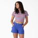 Dickies Women's Striped Cropped Baby T-Shirt - Blue Explorer Stripe Size M (FSR51)