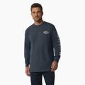 Dickies Men's Long Sleeve Heavyweight Logo T-Shirt - Airforce Blue Size 2 (WL22C)