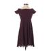 Patrons of Peace Casual Dress - A-Line: Purple Solid Dresses - Women's Size X-Small