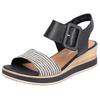 Sandalette REMONTE "ELLE-Collection", Damen, Gr. 39, beige (schwarz, creme), Leder, Bast, feminin, Schuhe, Sommerschuh, Sandale, Bequemschuh mit Klett unter der Zierschnalle, Topseller