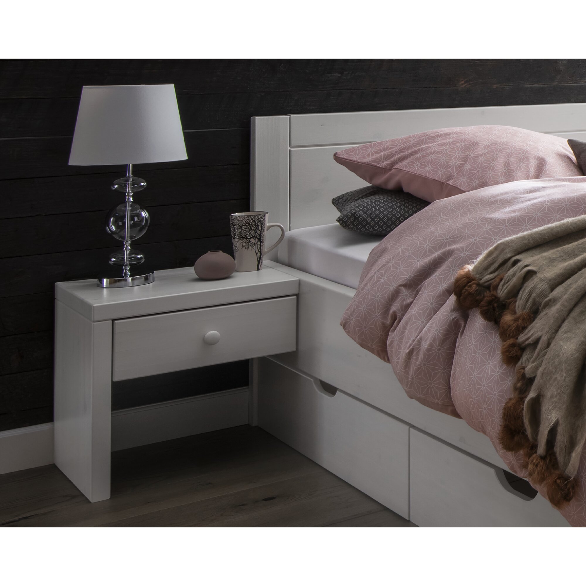 MassivHolz »Vita« Nachtkonsole weiß 45x45x39