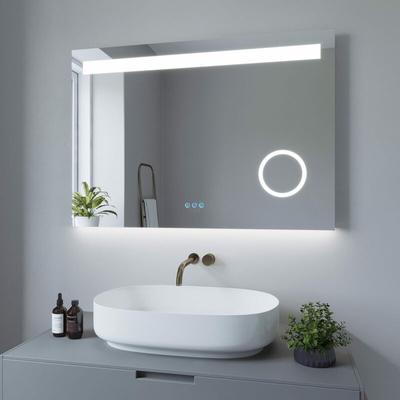 Aqualavos - Badspiegel mit led Beleuchtung 100x70 cm Badezimmerspiegel mit 3-Fach Vergrößerung