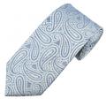 Blue & Silver Bold Paisley Patterned Men's Silk Tie