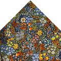 Liberty Van Buck Black, Orange, Blue Flowers & Berries Floral Pattern Pocket Square Handkerchief