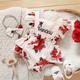 2pcs Baby Girl Sleeveless Ruffle Red Floral Letter Print Princess Romper with Headband Set