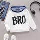 Toddler Boy Letter Print Denim Splice Hoodie Sweatshirt