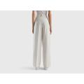 Benetton, Flowy Trousers With Wide Leg, taglia 16, Creamy White, Women