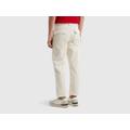 Benetton, Cropped Straight Leg Trousers, taglia 44, White, Men