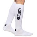 Addicted Fetish Knee Socks - White - Black L/XL