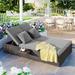 Patio Wicker Chaise Lounge Set with Adjustable Backrest and Cushion