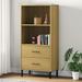 vidaXL Bookshelf Book Cabinet with 2 Drawers Storage Cabinet OSLO Solid Wood - 23.6" x 13.8" x 50.6"