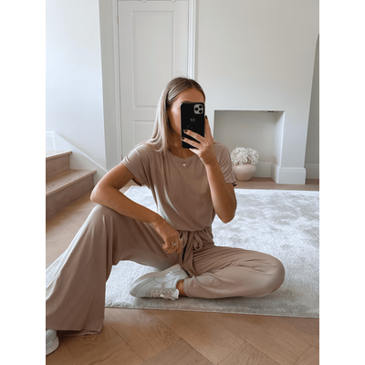 Claude Ribbed Loungewear Jumpsuit - Light Beige