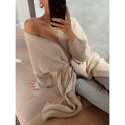 Arden Midi Tie Cardigan - Beige