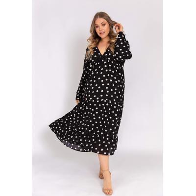 Curve Dotty Day Dress - Black Polka Dot