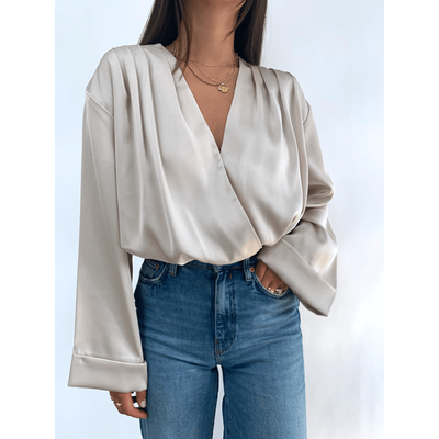 Harper Wrap Blouse - Champagne