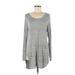 Apt. 9 Casual Dress - Mini Scoop Neck Long sleeves: Gray Dresses - Women's Size Medium