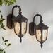 John Timberland Bellagio Vintage Outdoor Wall Light Fixtures Set of 2 Veranda Bronze Downbridge 16 1/2 Champagne Hammered Glass for Post Exterior