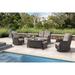 PARKWELL 7Pcs Outdoor Wicker Rattan Conversation Patio Furniture Set including Two-seater Sofa Rocking Chairs Coffee Table Ottomans and Side Table with Cushion Gary