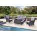 PARKWELL 7Pcs Outdoor Wicker Rattan Conversation Patio Furniture Set including Three-seater Sofa Chairs Coffee table Ottomans and Side Table with Cushion Gray