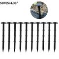 50Pcs Landscape Plastic Stakes 4.33 Plastic Gardening Ground Nail Yard Garden Stakes Plastic Anchor Garden Pegs Sturdy Rustproof Plastic Stake for Fixing Weed Mat and Tents