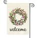 Welcome Tulips and Lily Wreath Garden Flag Double Sided Seasonal Spring Easter Mother s Day Yard Outdoor Flag 12.5 x 18 Inch