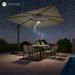 10x10ft Cantilever Patio Umbrella Square Deluxe Offset Umbrella 360Â°Rotation & Solar Bluetooth Lights for Market Garden Deck Pool