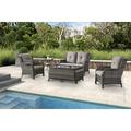 PARKWELL 7Pcs Outdoor Wicker Rattan Conversation Patio Furniture Set including Two-seater Sofa Chairs Coffee Table Ottomans and Side Table with Cushion Gray
