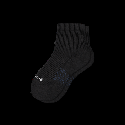 Women's Modern Rib Quarter Socks - Black - Medium - Bombas