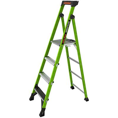 Little Giant MightyLite 6' Type 1AA Green Fiberglass Step Ladder 15406-001 - 375 lb. Capacity