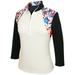 Monterey Club Women s Fountain Floral Print Block 3/4 Sleeve Zip Golf Polo Shirt #2347