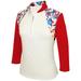 Monterey Club Women s Fountain Floral Print Block 3/4 Sleeve Zip Golf Polo Shirt #2347