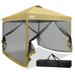 EAGLE PEAK 10 x 10 Outdoor Easy Pop up Canopy with Netting Instant Screen Party Tent with Mesh Side Walls Beige