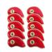 10Pcs PU Leather Golf Iron Headcover Golf Club Head Cover Embroidery Number Anti Scratch Golf Cue Putter Protective Sleeve Golf Accessories Red