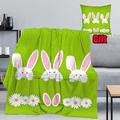 Easter Colorful Eggs Throws Blanket With Pillow Cover For All Season Durable Throw Travel Blanket Easter Decor Throws Blanket For Kids and Adults
