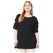 Plus Size Women's Cold-Shoulder Ruffle Tee by June+Vie in Black (Size 10/12)