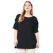 Plus Size Women's Cold-Shoulder Ruffle Tee by June+Vie in Black (Size 18/20)