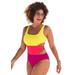 Plus Size Women's Color Block Cut Out One Piece Swimsuit by Swimsuits For All in Pineapple Fruit Punch (Size 22)